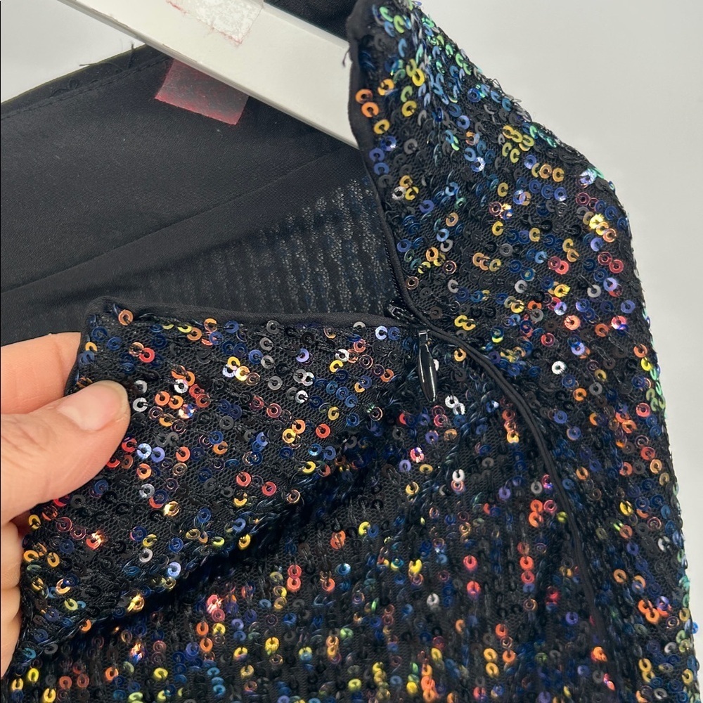Loft Sequin Midi Skirt in Multicolor Red Black Blue Gold Size 8 - Picture 8 of 11